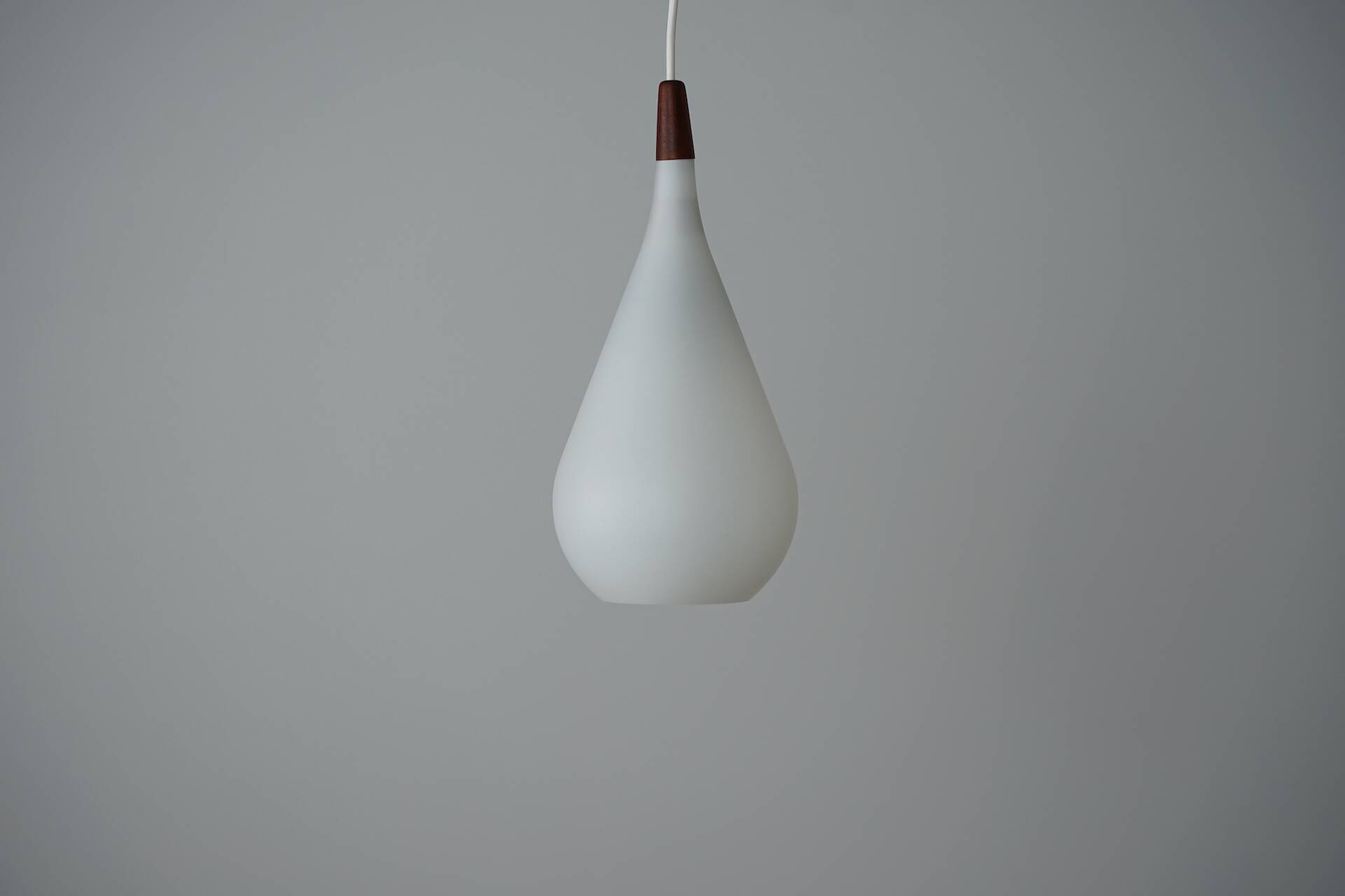 Danish DROP Lamp in Opal Glass and Teak