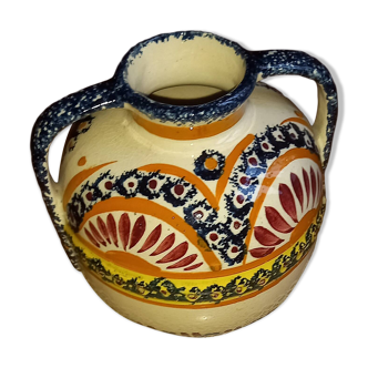 Henriot quimper round vase with handles - approximately 15.5x15cm.