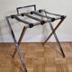 Luggage rack in chrome steel and leather 80s