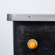 Black Art Deco bedside table in wood, silver top, single door, 1930s.