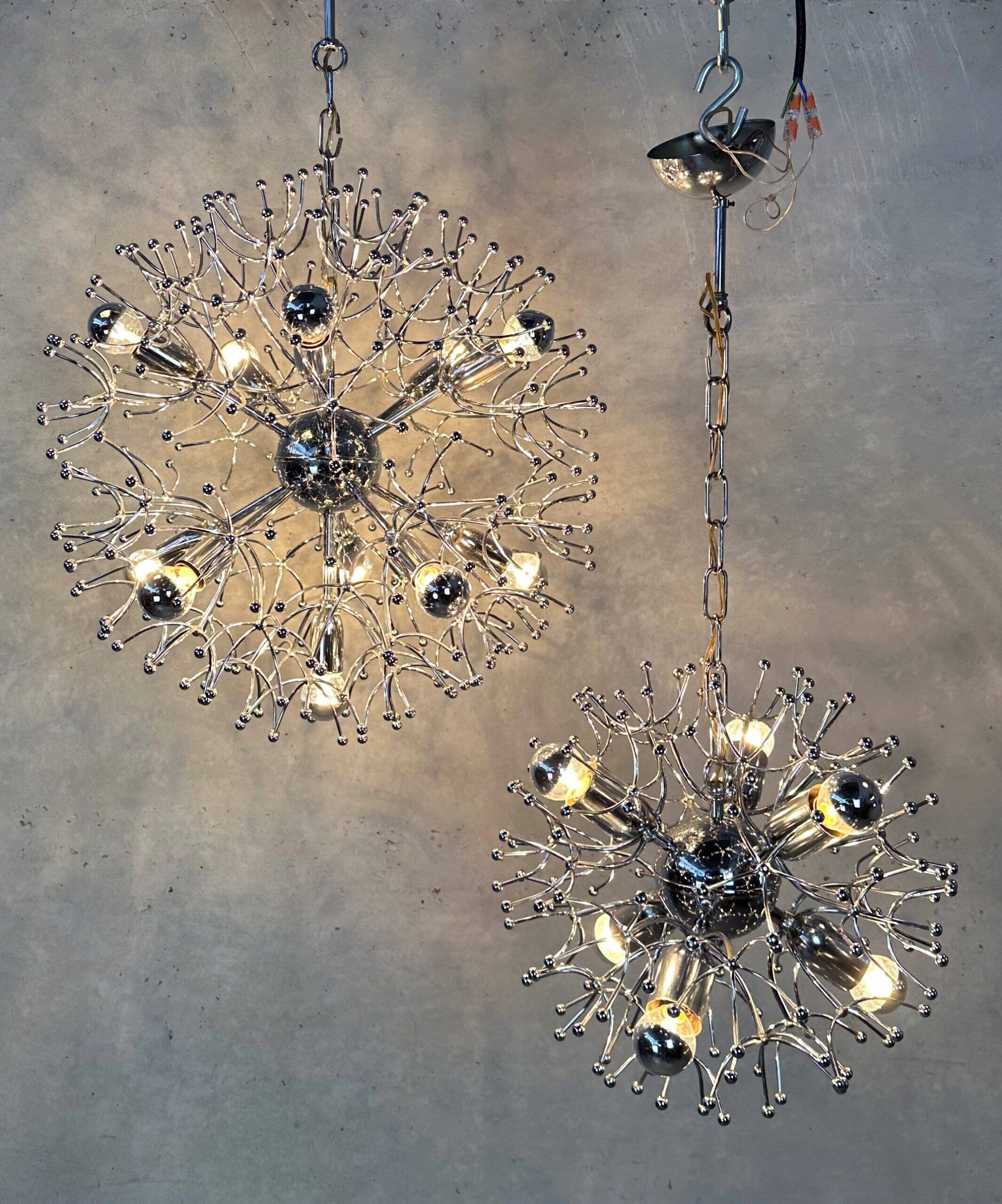 2x vintage Sputnik 'Dandelion' pendant lamp