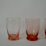 Set of 4 pink art deco water glasses from the 1930s