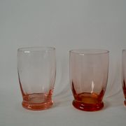 Set of 4 pink art deco water glasses from the 1930s