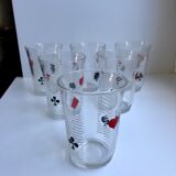 Set of 6 water glasses card games 70s