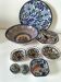 Set of 9 hand-painted Tunisian ceramics.