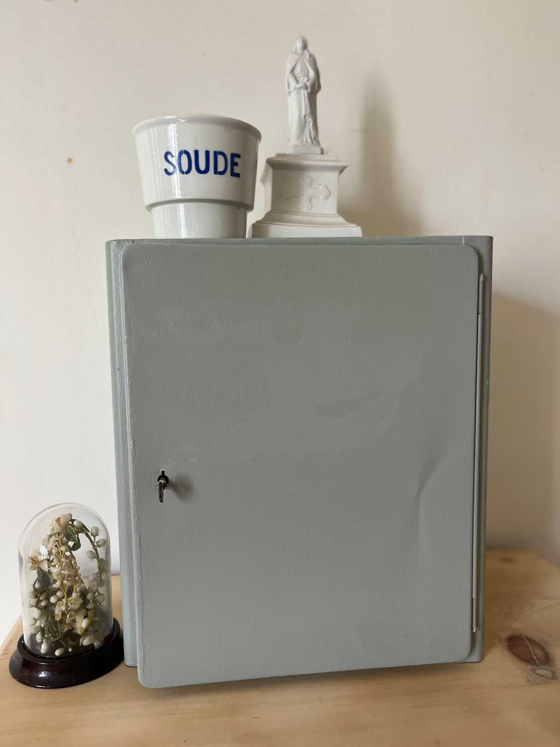 Metal pharmacy cabinet