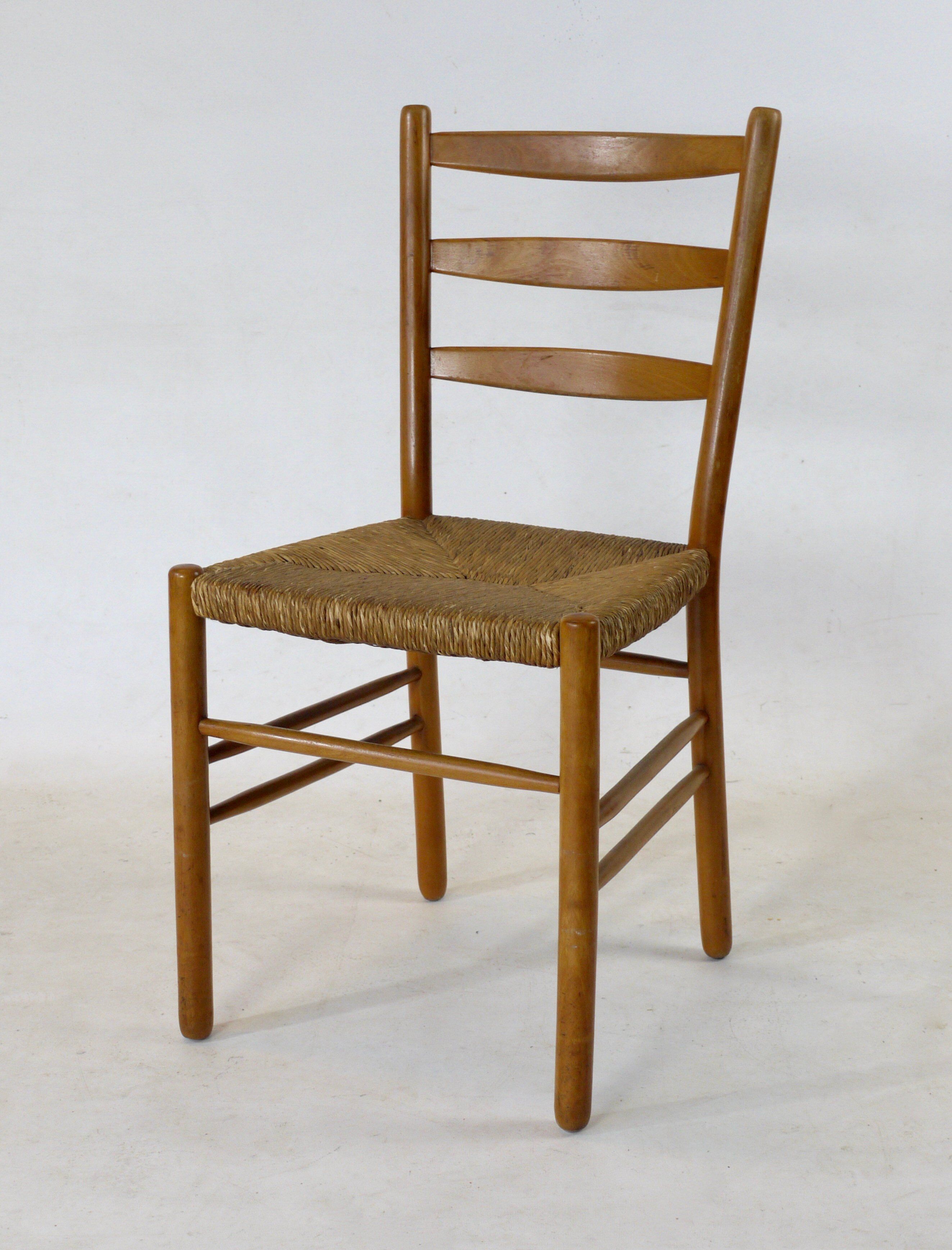 rush seated dining chairs by Hein Salomonson, 1950s, Set of 4