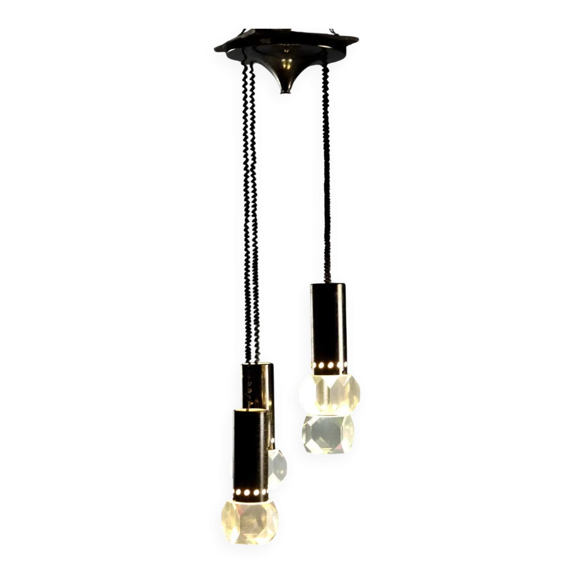 Vintage ceiling light in plastic and metal, design, Italy, 1960s