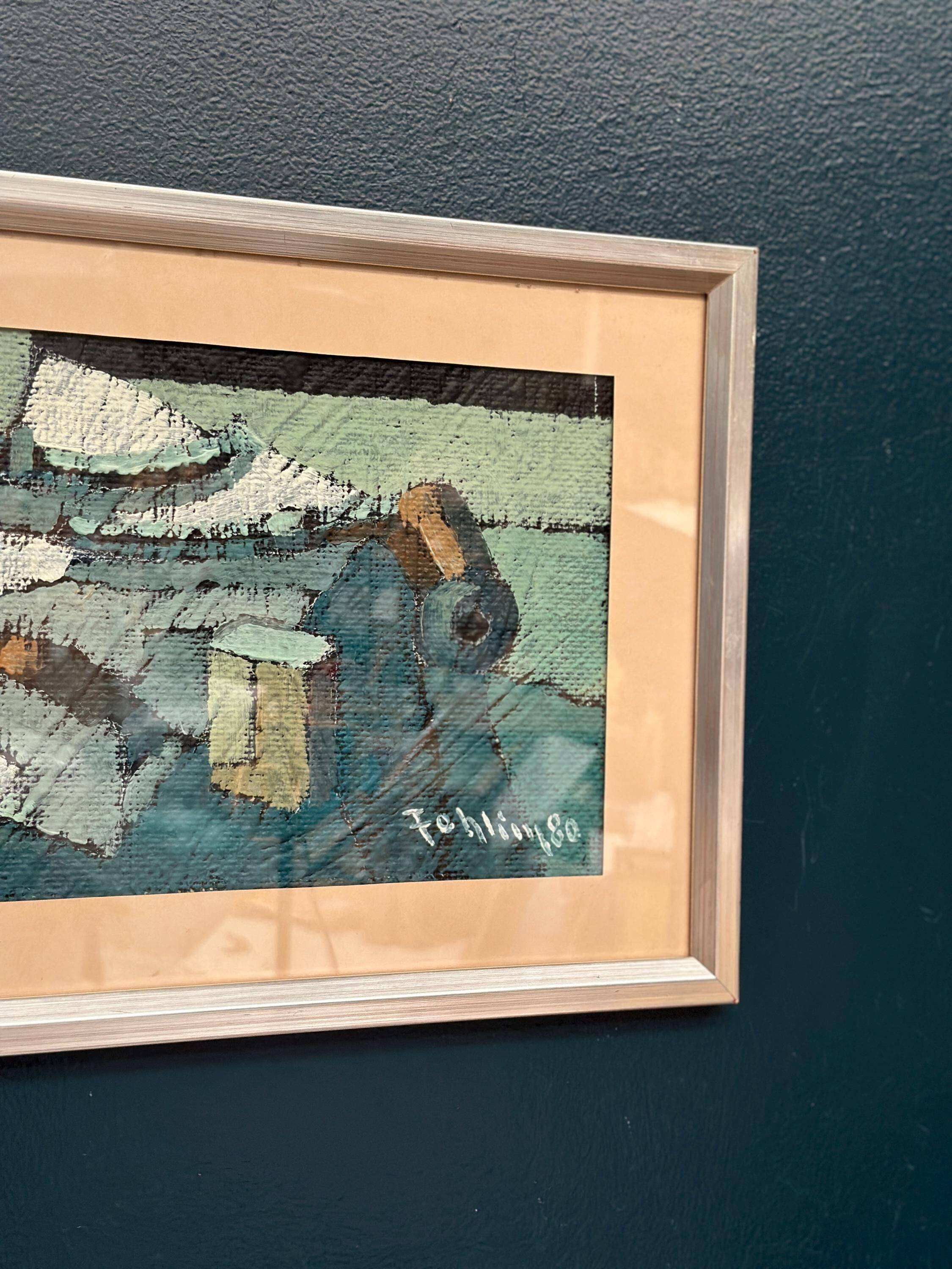Original Swedish Oil On Panel – “Behind The Glass” By Gunnar Fohlin – Signed – Vintage & Framed – 53 × 30 Cm (20.9" × 11.8")