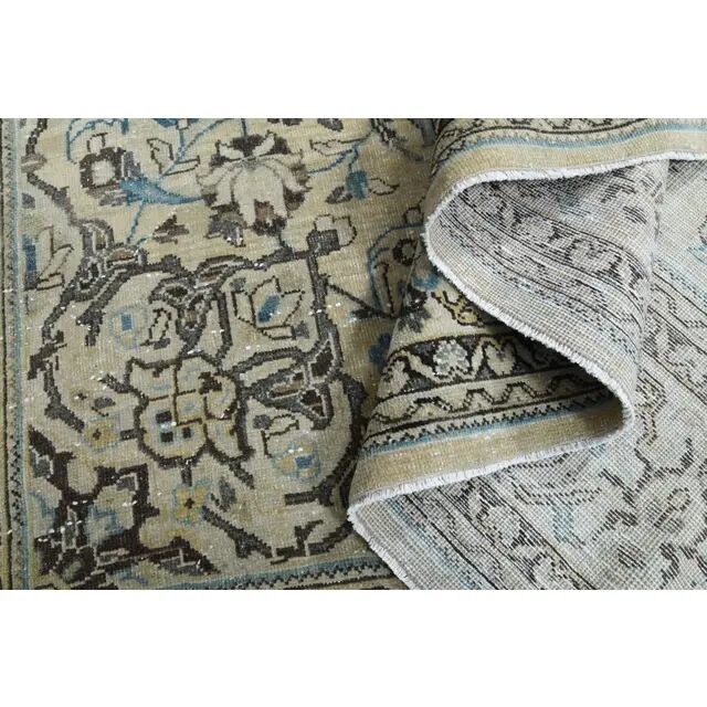 1960s Vintage Persian Handmade Wool Cotton Beige Area Rug 292x395