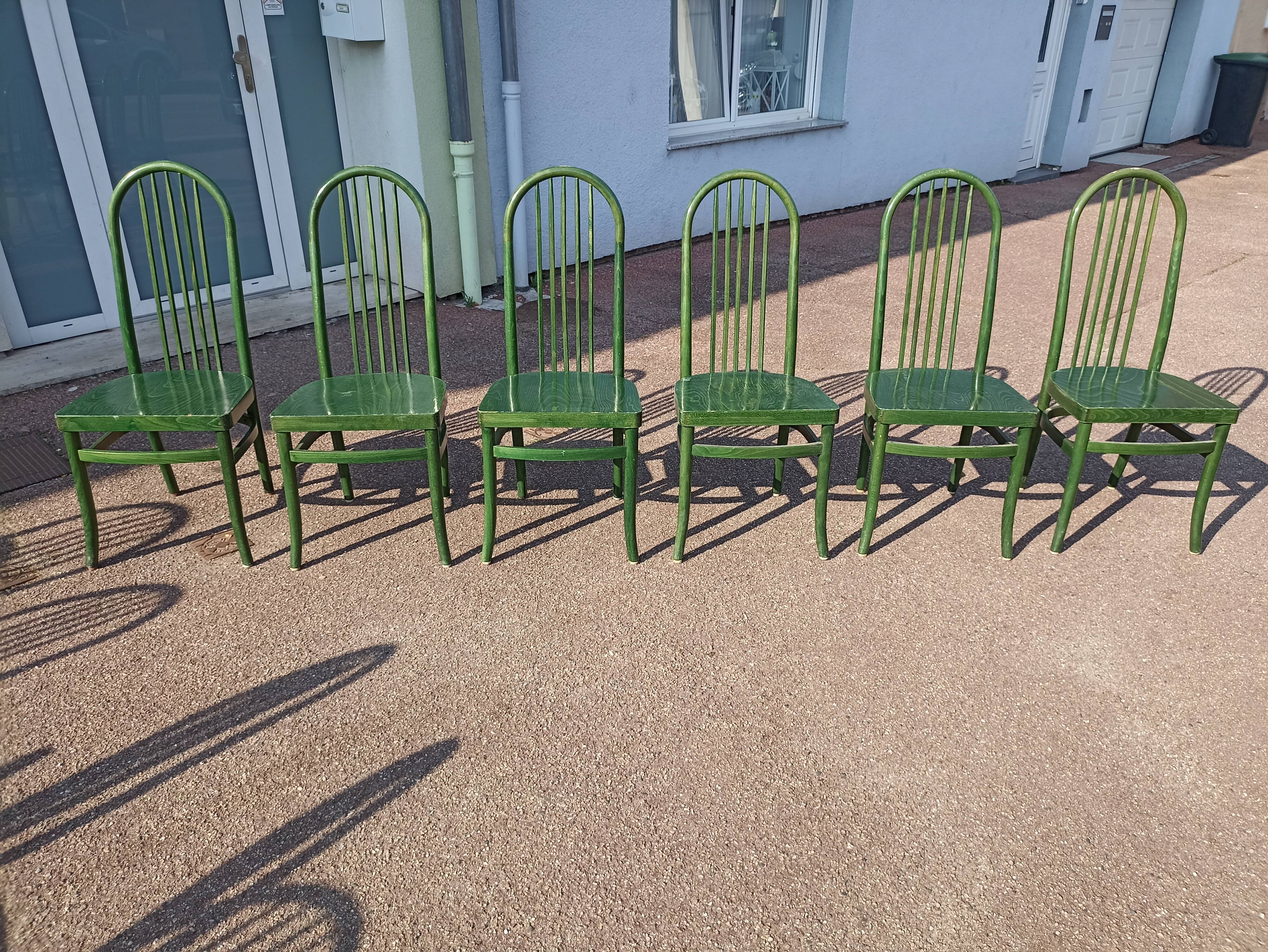 Lot de 6 chaises de bistrot baumann eden terrasse verte bois - vintage