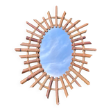 Vintage rattan sun mirror 1960