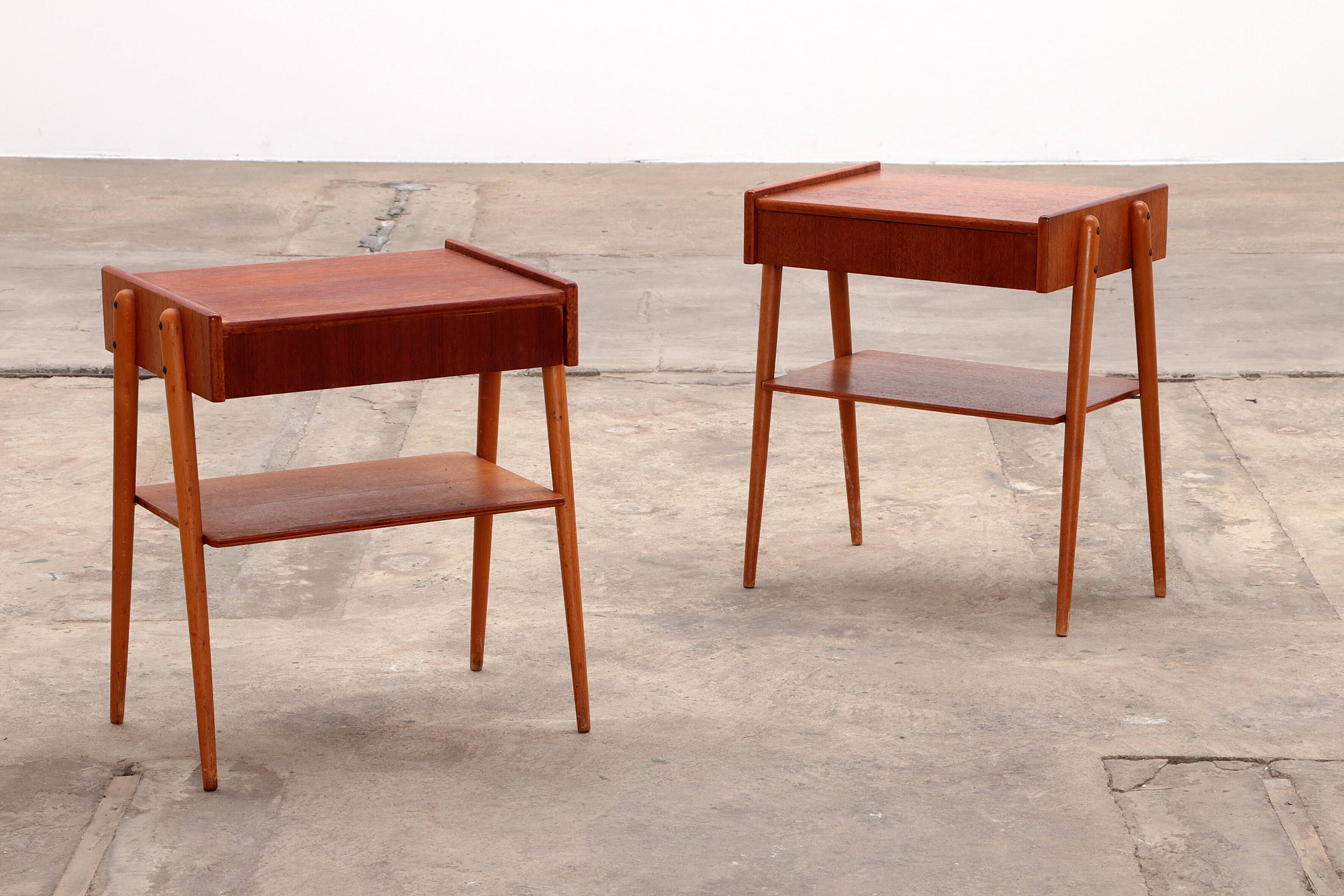 A set of teak bedside tables AB Carlstrom and Sweden from the 1960s