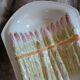 Old plate in slipware/asparagus