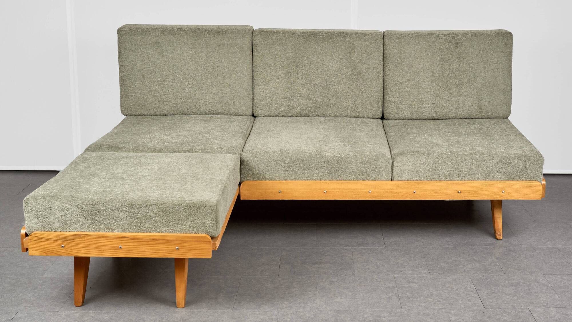 Vintage Corner Sofa Bed with Ottoman, 1960s, Czechoslovakia