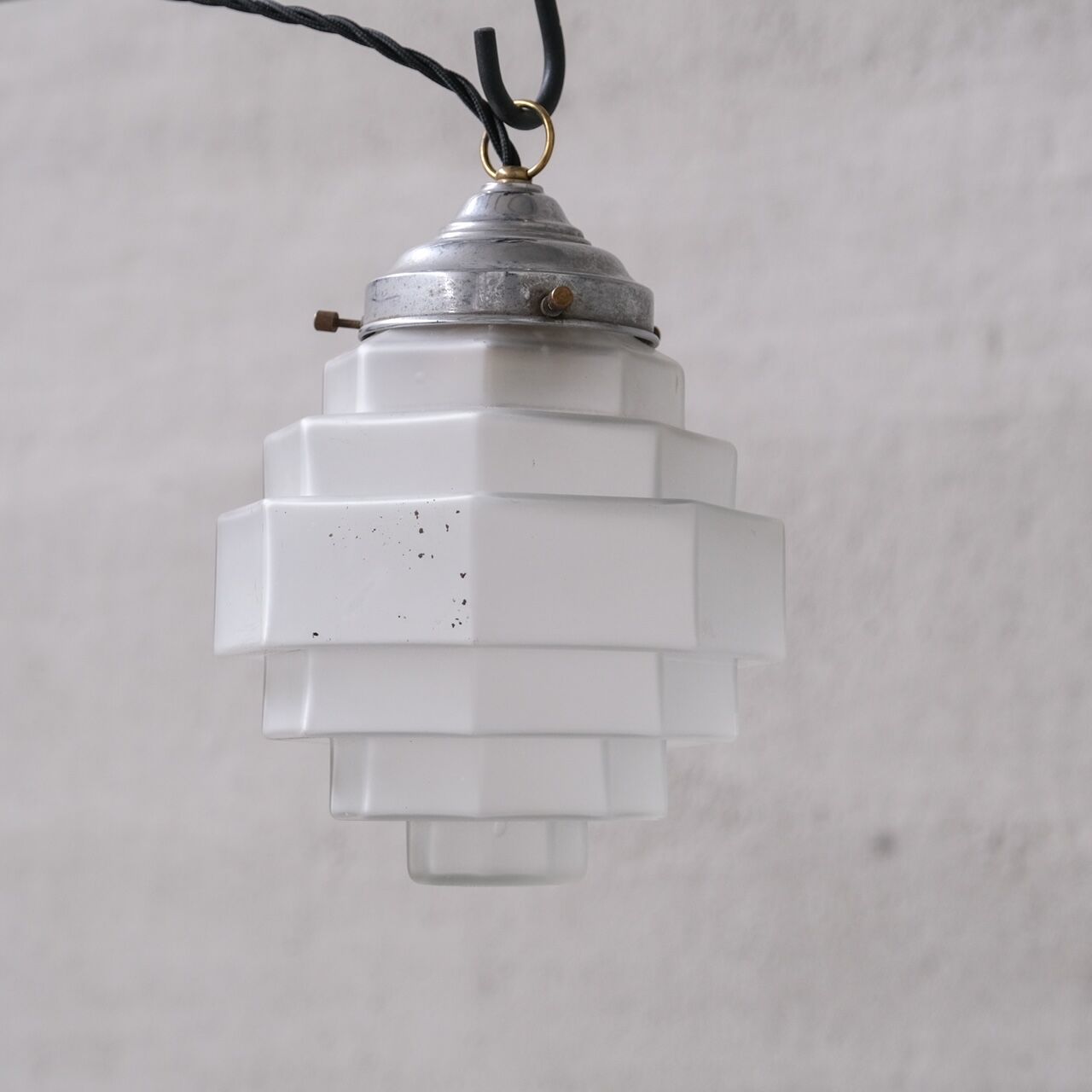 Stepped Opaque Glass Mid-Century Pendant Light