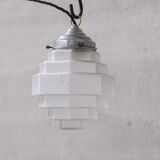 Stepped Opaque Glass Mid-Century Pendant Light