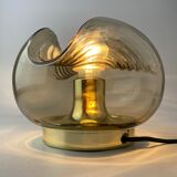 Smoked Glass & Gold Chromed table lamp futura by Peill and Putzler 1970