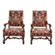 Pair of flat-back armchairs in walnut, Louis XIV style.