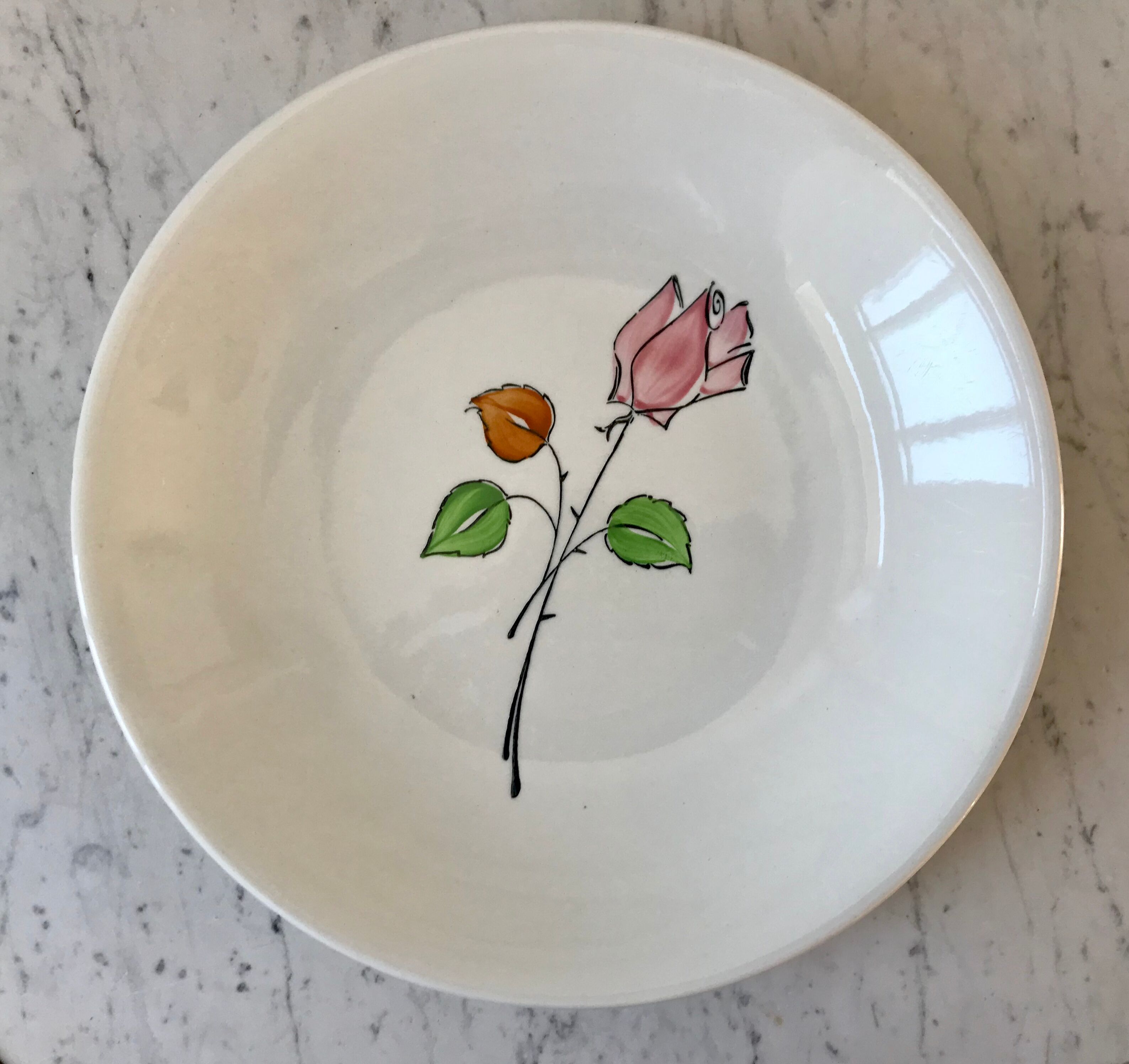 Dessert service flowers Made in France 50s