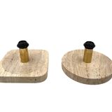 Set of 2 Hollywood regency Travertine table lamp base, Italy 1970s