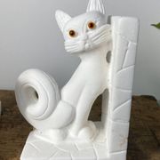 Pair of vintage stone cat bookends