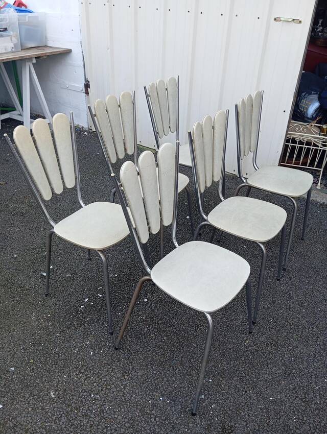 Set of six "Peacock Style" dining chairs.