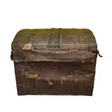 French leather and wooden carriage trunk 18th century