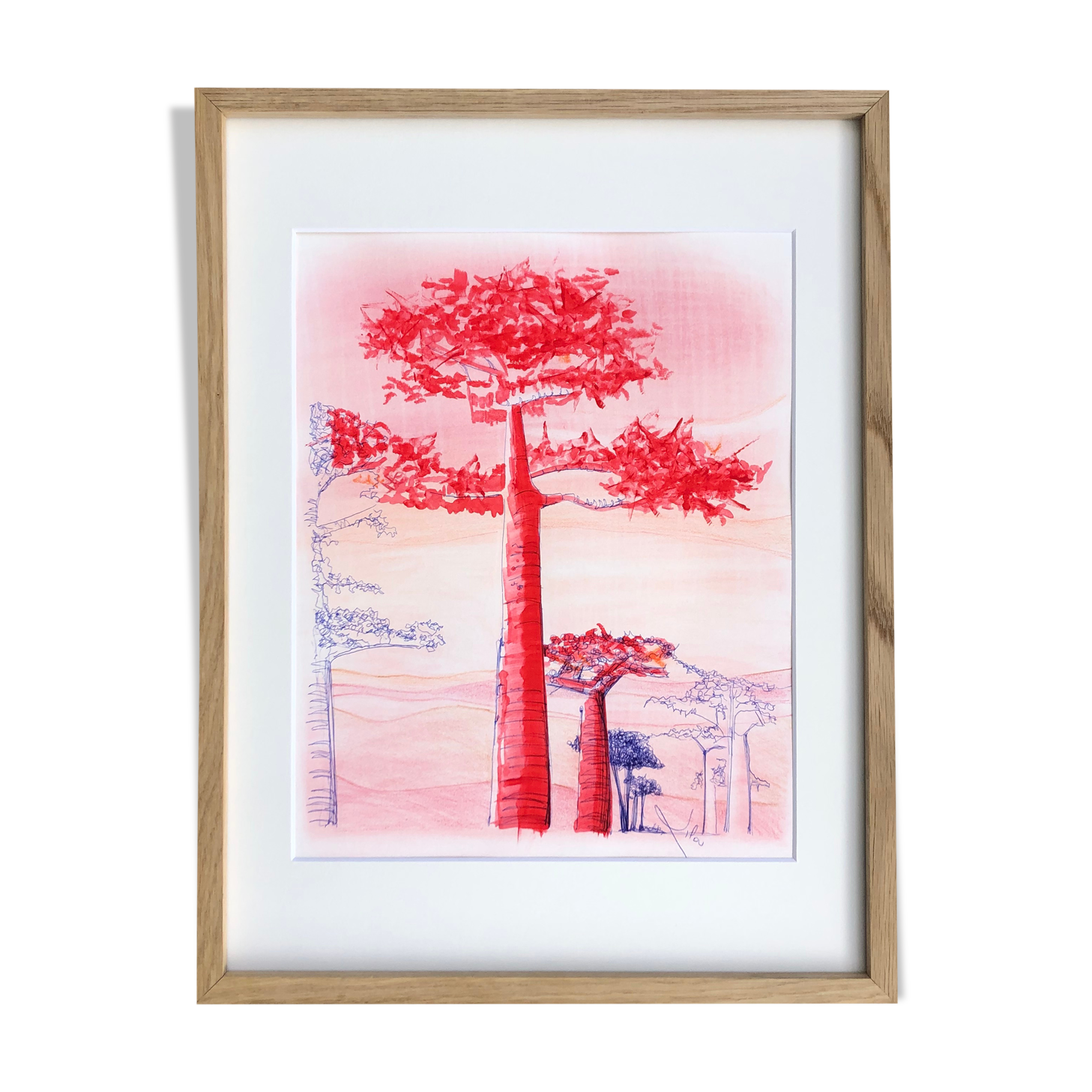 Dessin arbre rouge par Lilou, œuvre originale