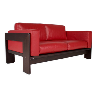 Knoll & Scarpa "Bastiano" sofa in red leather, 2 seats.