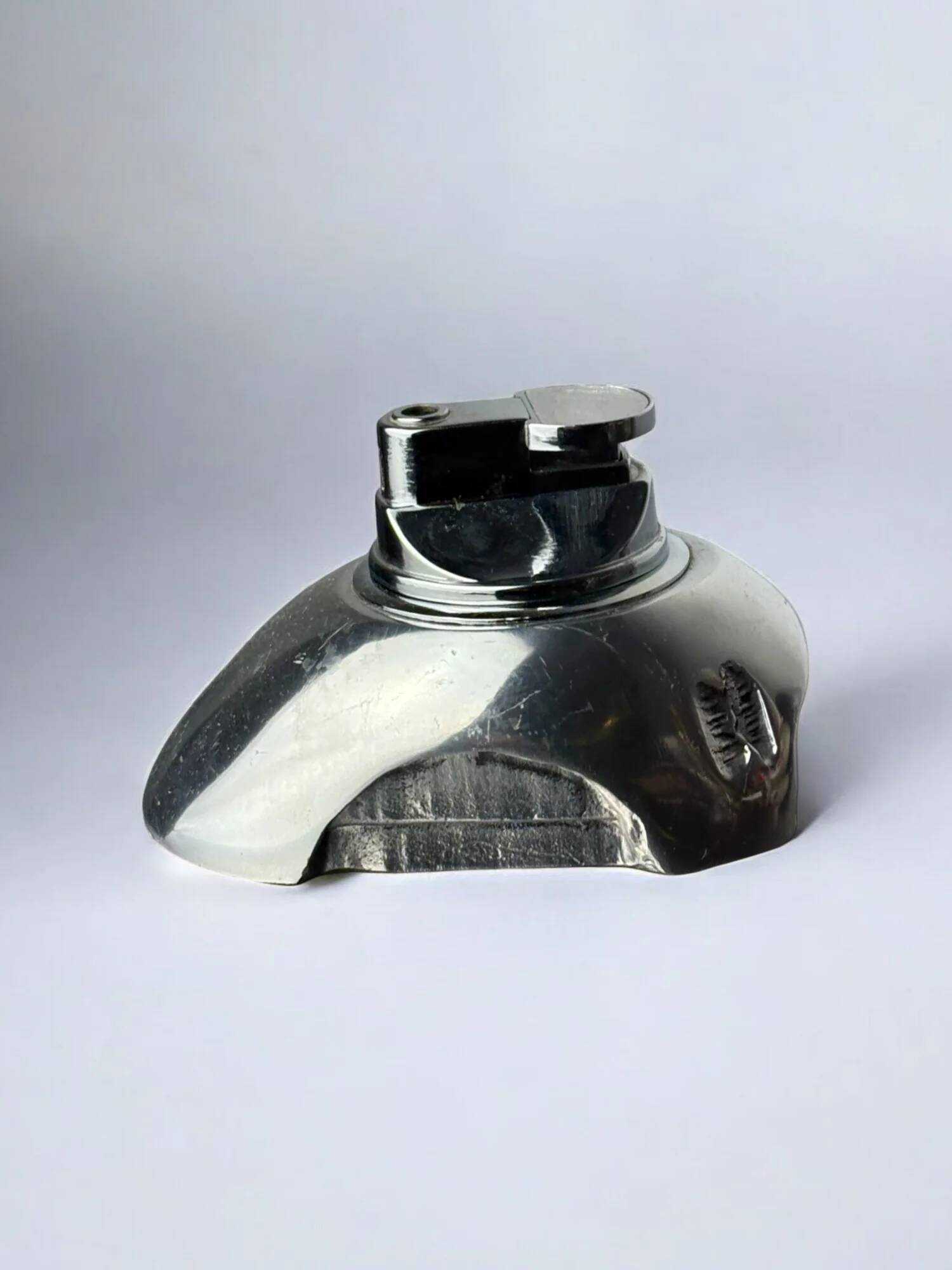 Brutalist lighter by Art3, solid aluminium, Spain, 1970s