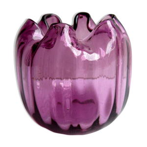 Vase boule verre framboise