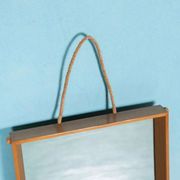 Wooden Japandi Scandinavian mirror from the 70s, minimalist mirror.