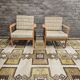 Pair of vintage scandinavian armchairs 1970 scottish fabric