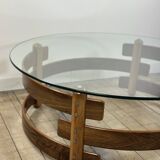 Table basse ronde scandinave en teck 1970
