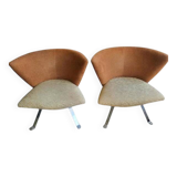 Giorgio Saporiti Post Modern Jada Slipper Chairs, very rare two-tone model, 1970s