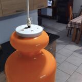 Vintage 1970s orange opaline glass pendant light