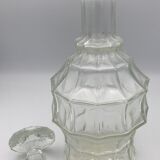 Ancienne carafe à liqueur en verre avance facette et bouchon - 27 cm