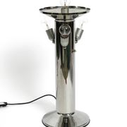 Heavy huge XXL 1970s metal chrome table lamp with metal shade | Heigh 75 cm