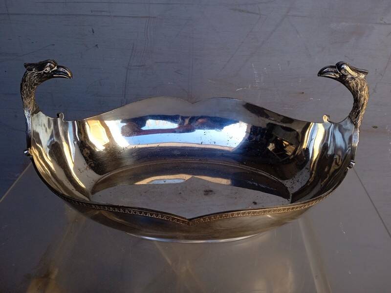 Phenix bowl on foot silver metal center table 1940