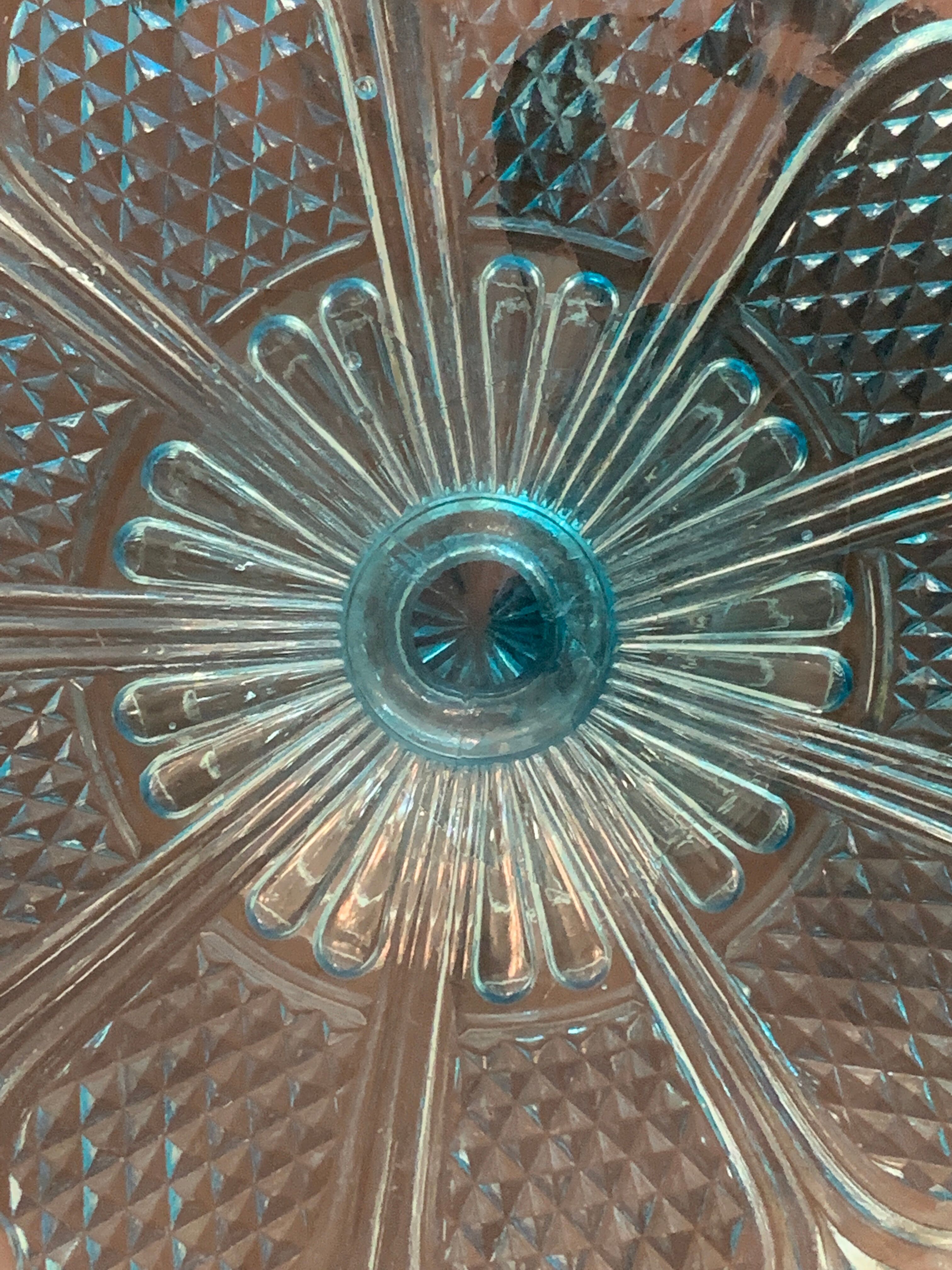 Fruit cup on blue-bubbled glass peder