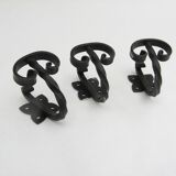 Set of 3 small twisted wrought iron coat hooks