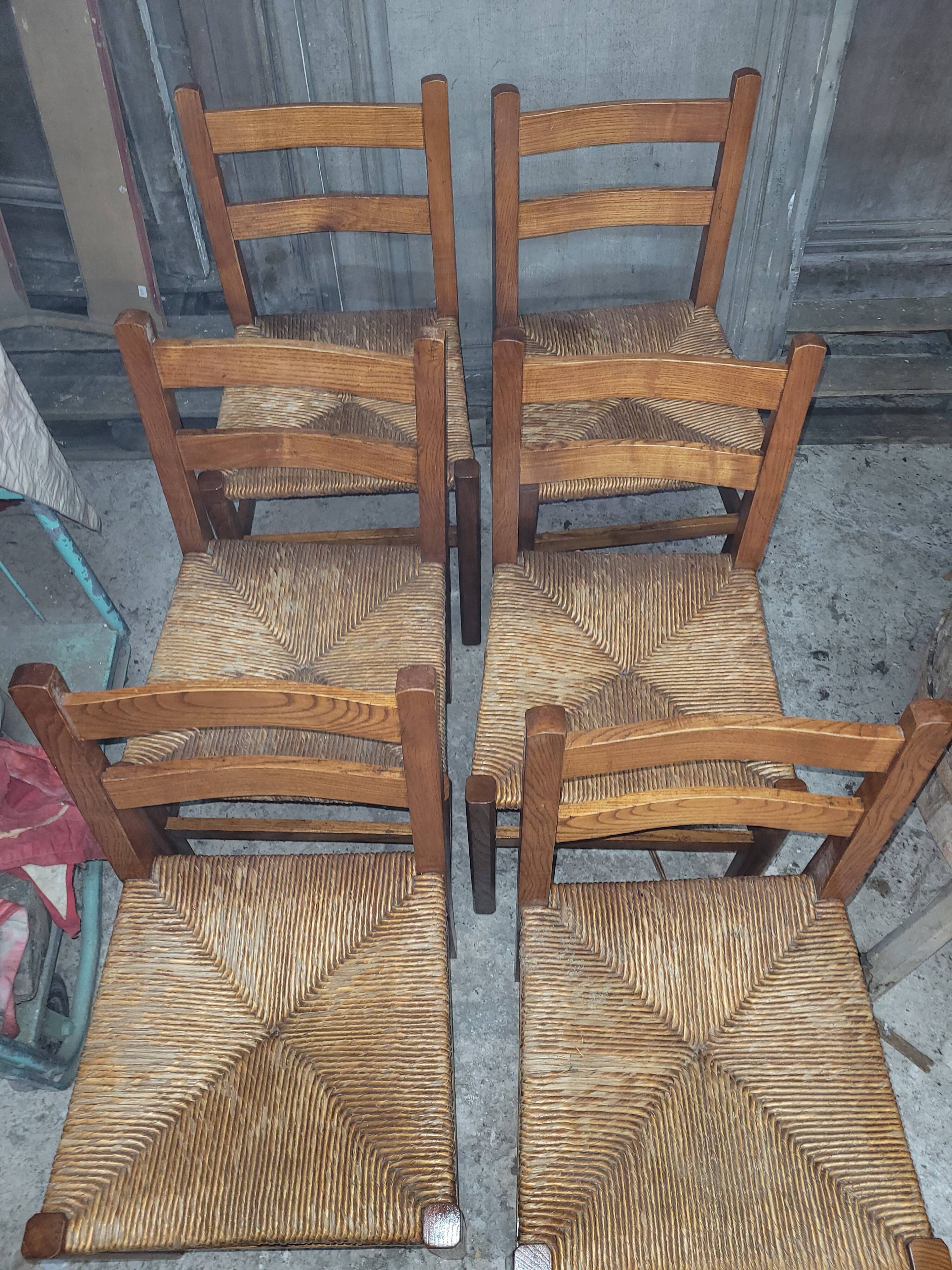 6 rustic oak chairs