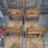 6 rustic oak chairs