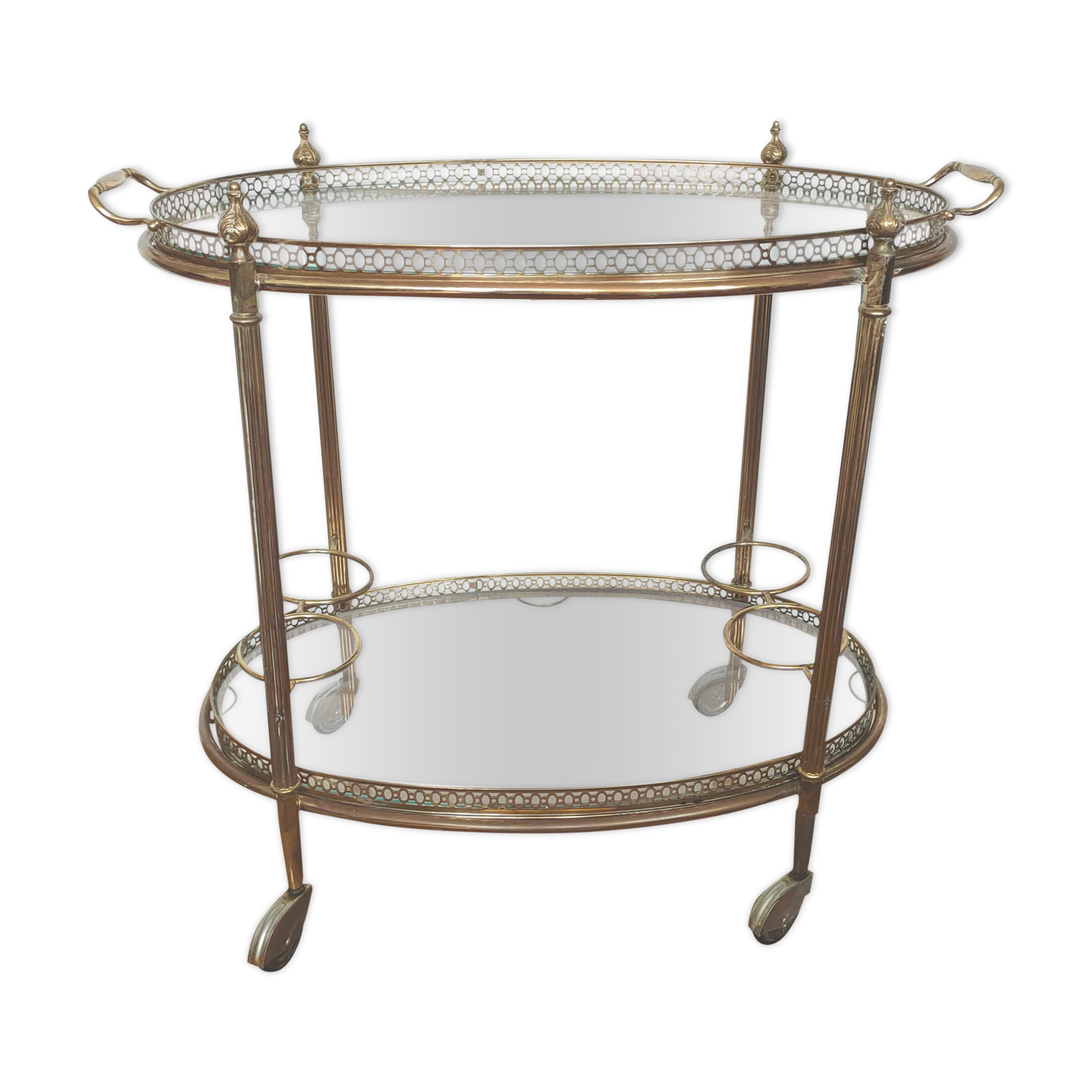 Desserte golden bar brass and glass
