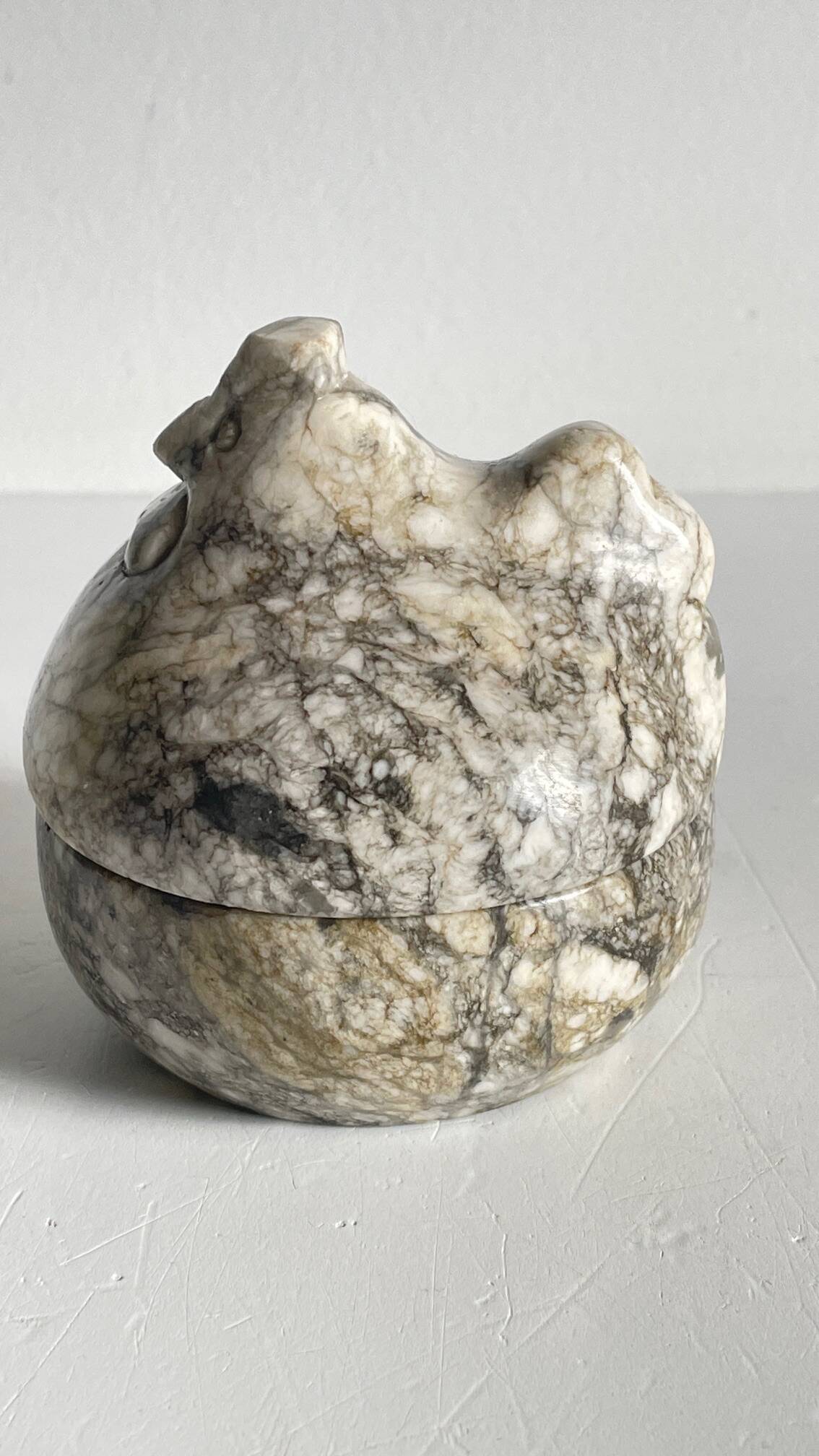Vintage Marble Chicken with Eggs Sculpture