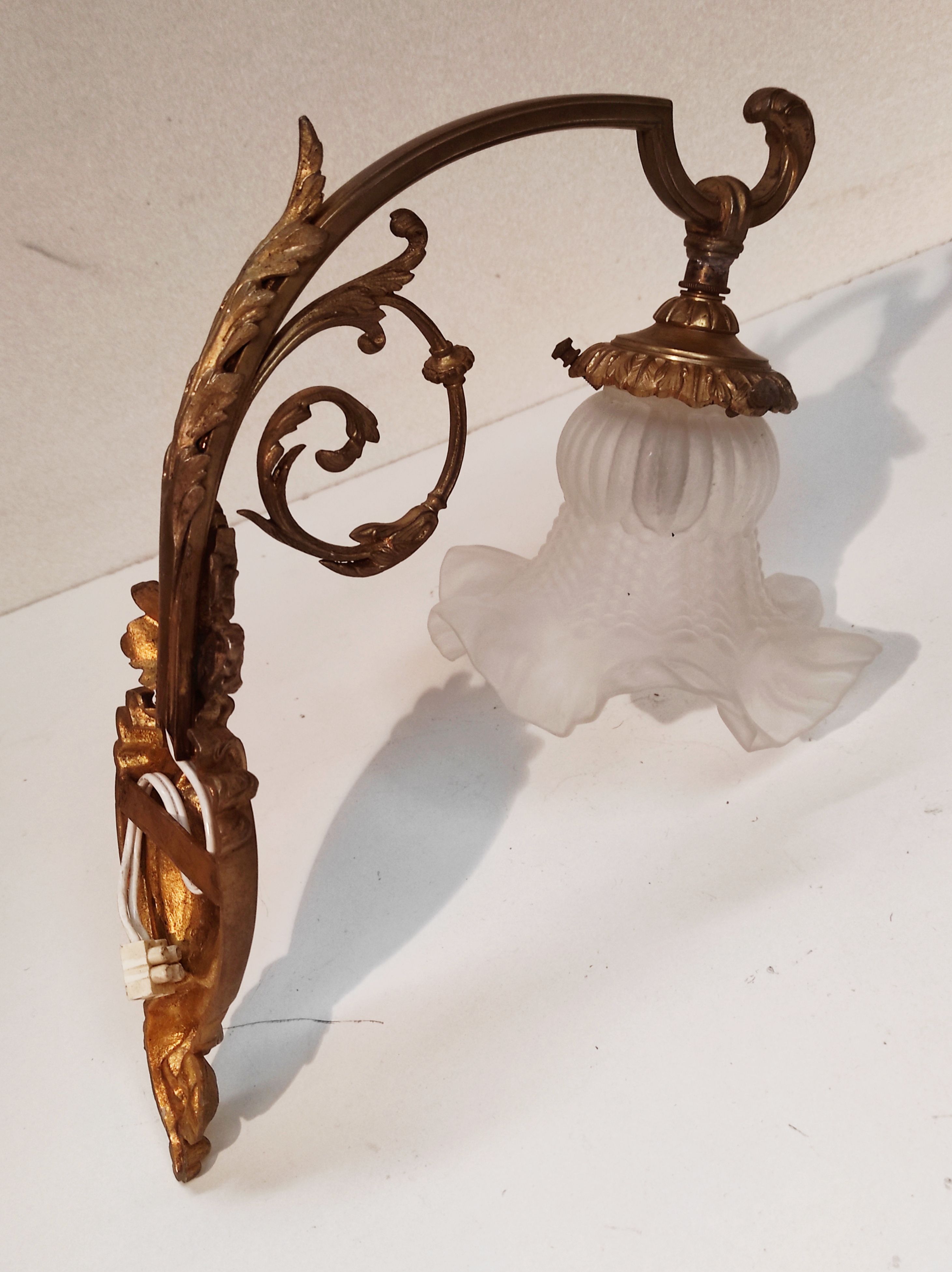 Art Nouveau wall art deco lampshades day tulip pressed glass brass rising
