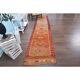 Tapis coureur vintage en laine et coton turc noué à la main orange 82x382
