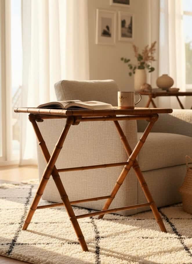 Table d’appoint pliante en faux bambou, époque 1900