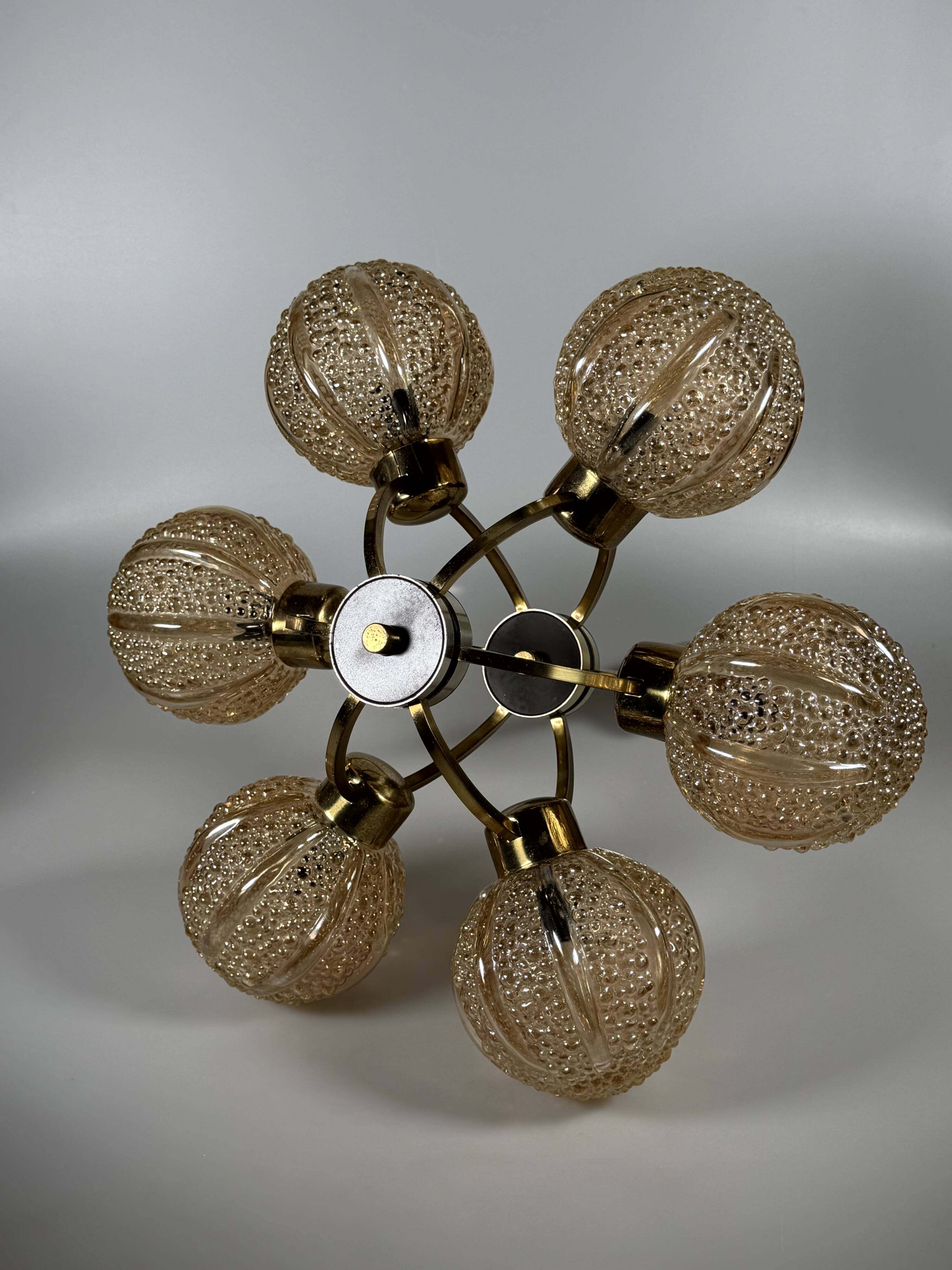 1960s 1970s 6-Light Sputnik Chandelier by Kaiser Leuchten Germany